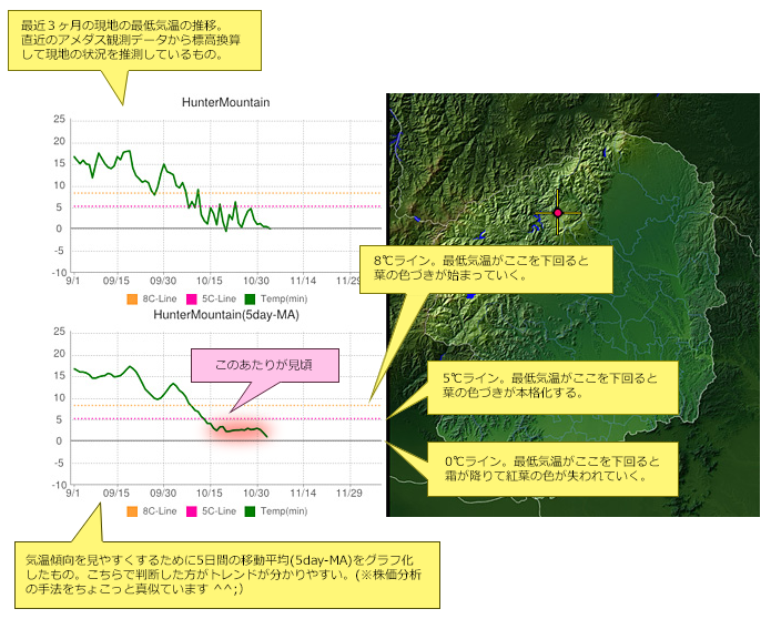 紅葉チェッカーの見方